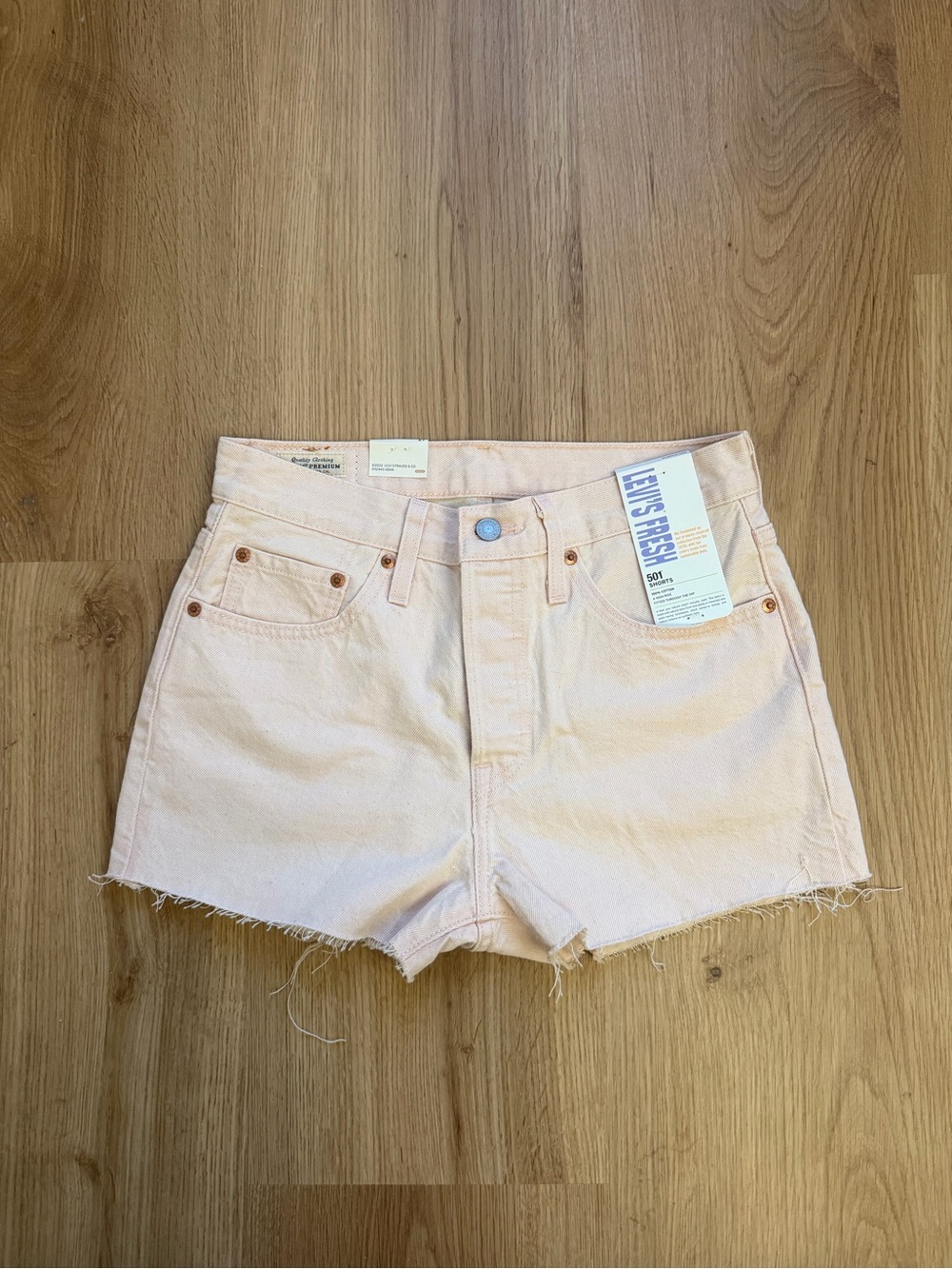 Levi's Women's Pale Pink Cutoff Denim 501 Shorts